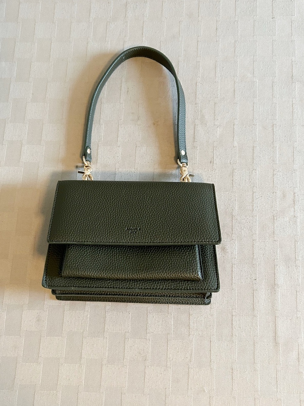 Angela Roi Eloise Peebled Leather Satchel In Deep Olive - Picture 4 of 15